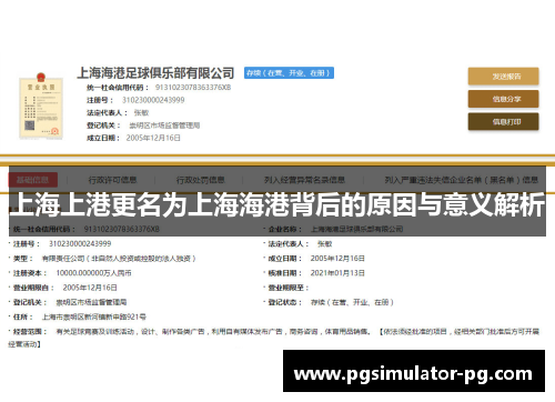上海上港更名为上海海港背后的原因与意义解析